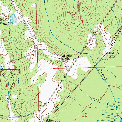 Topographic Map of Mount Zion Church, AL