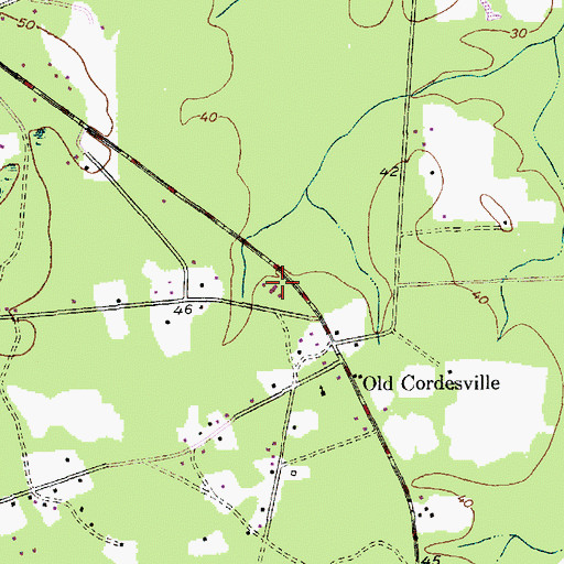 Topographic Map of Cordesville Cemetery, SC