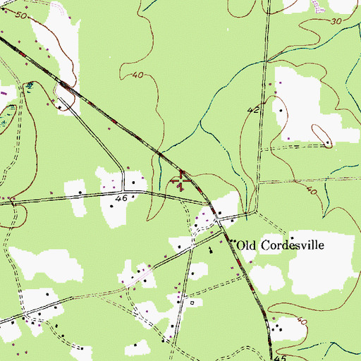 Topographic Map of Cordesville First Baptist Church, SC