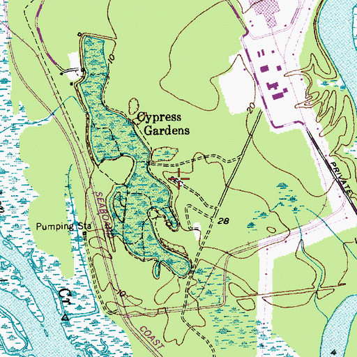Topographic Map of Cypress Gardens Cemetery, SC