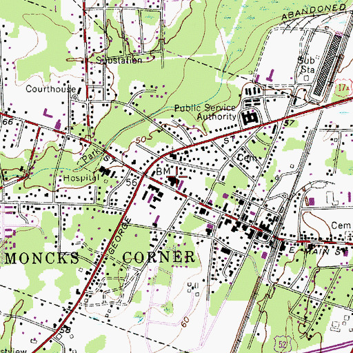 Topographic Map of First Baptist Church, SC