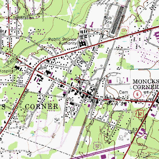 Topographic Map of First Christian Church, SC