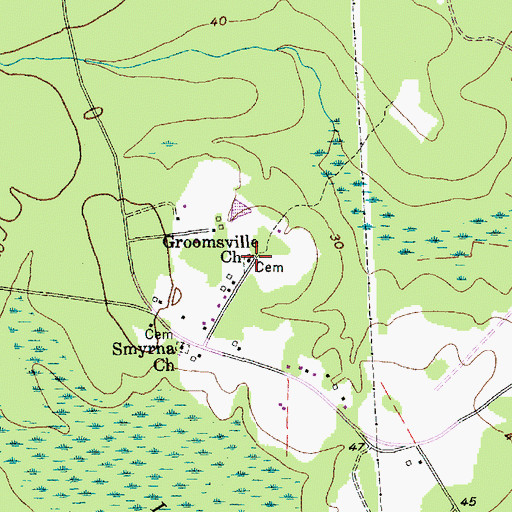 Topographic Map of Groomsville Cemetery, SC