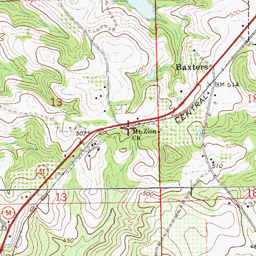 Topographic Map of Mount Zion Church, AL