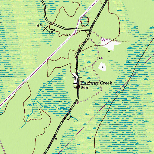 Topographic Map of Halfway Creek Cemetery, SC
