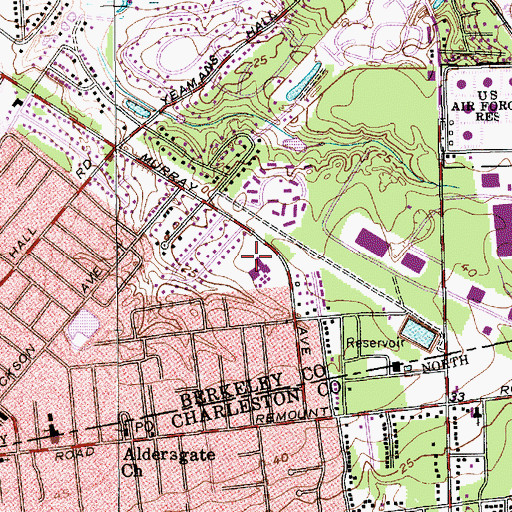 Topographic Map of Hanahan Middle School, SC