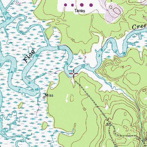 Topographic Map of Haulover Landing, SC