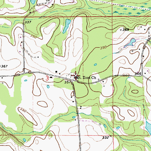 Topographic Map of Mount Zion Church, AL