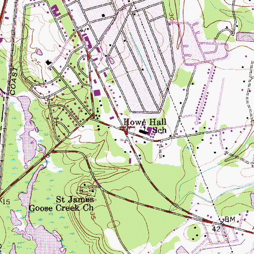Topographic Map of Howe Hall Plantation (historical), SC