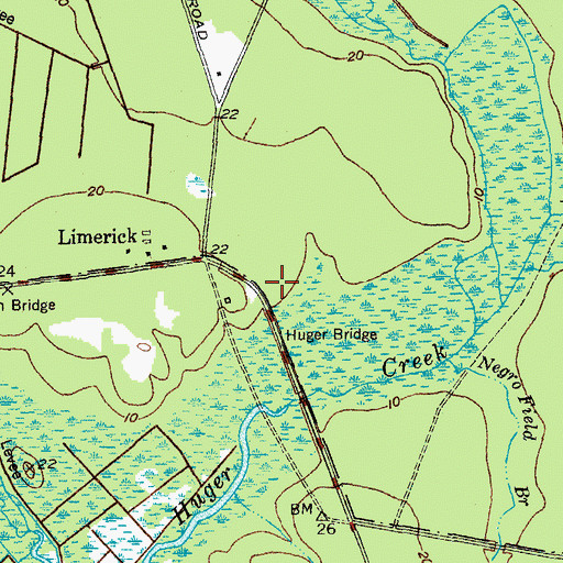 Topographic Map of Huger Recreation Area, SC