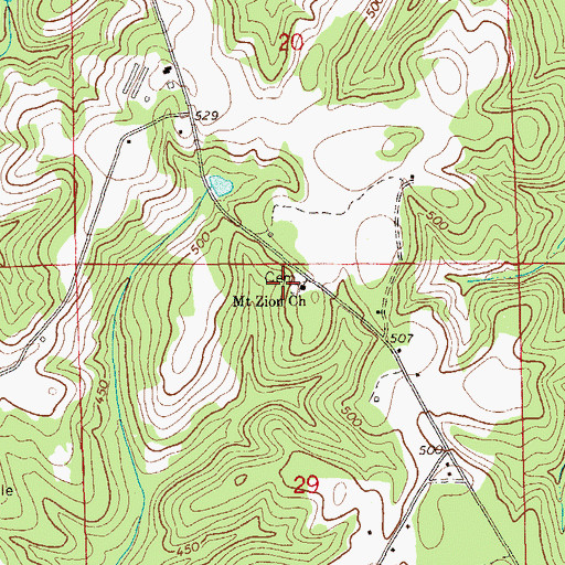 Topographic Map of Mount Zion Church, AL