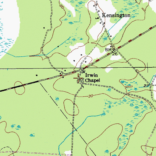 Topographic Map of Irvin Chapel (historical), SC