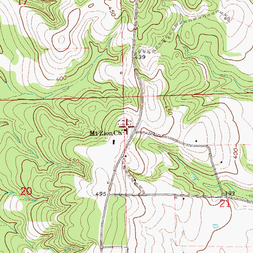 Topographic Map of Mount Zion Church, AL