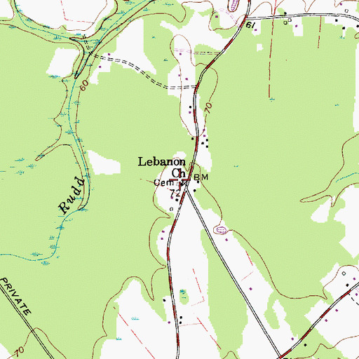 Topographic Map of Lebanon Cemetery, SC