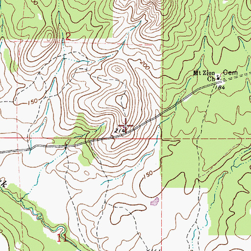 Topographic Map of Mount Zion Baptist Church, AL