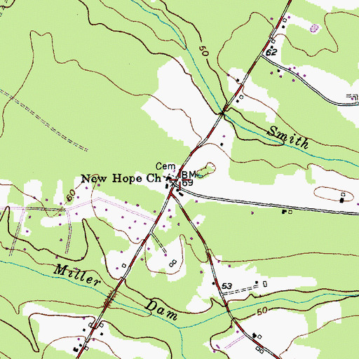 Topographic Map of New Hope, SC