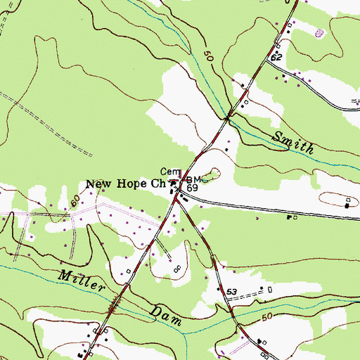 Topographic Map of New Hope Cemetery, SC