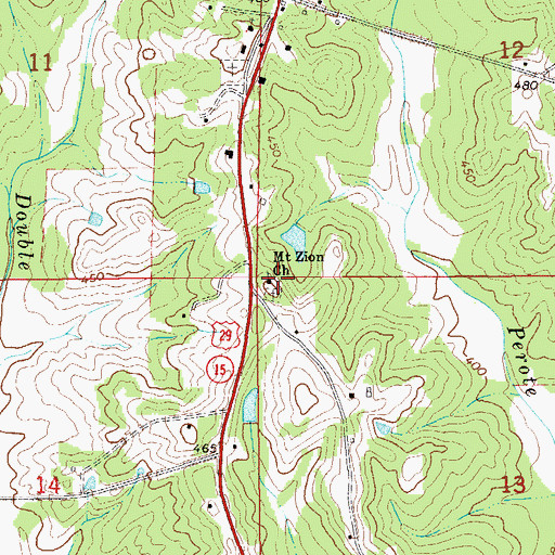 Topographic Map of Mount Zion Church, AL