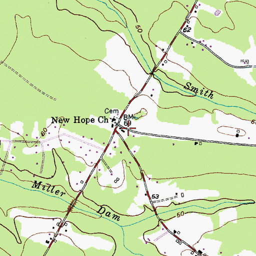 Topographic Map of New Hope School (historical), SC