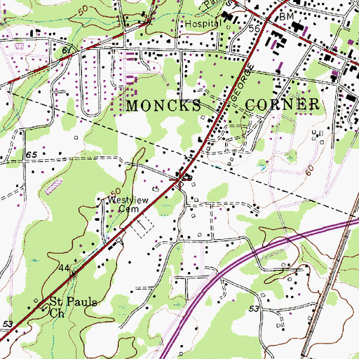 Topographic Map of Oak Hill, SC