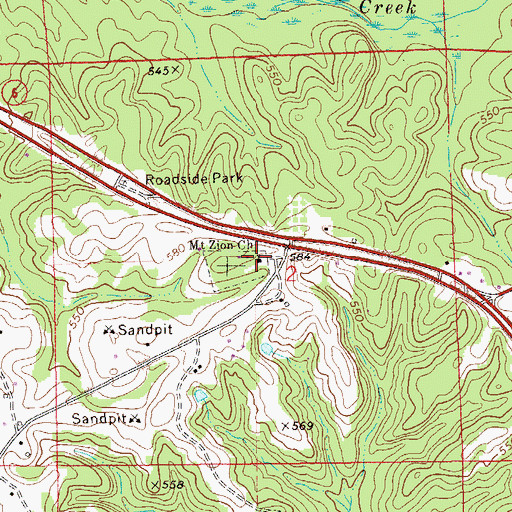 Topographic Map of Mount Zion Church, AL