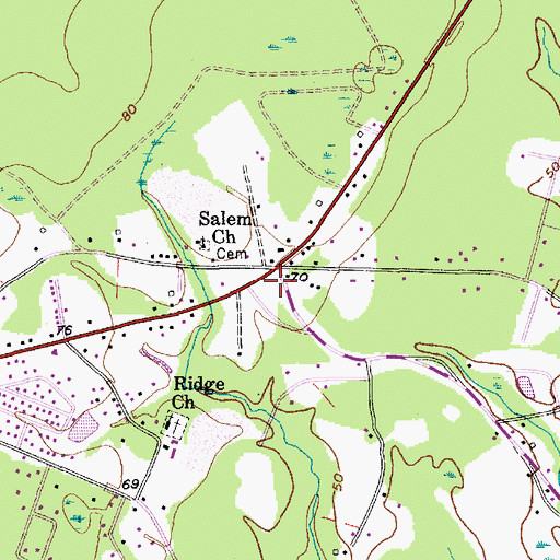 Topographic Map of Pine Ridge School (historical), SC
