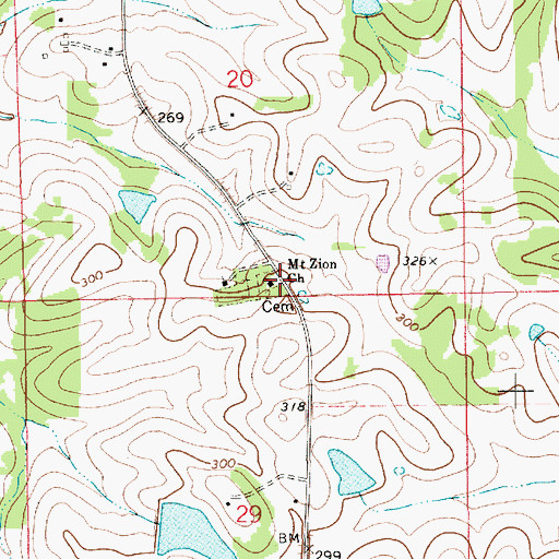 Topographic Map of Mount Zion Church, AL