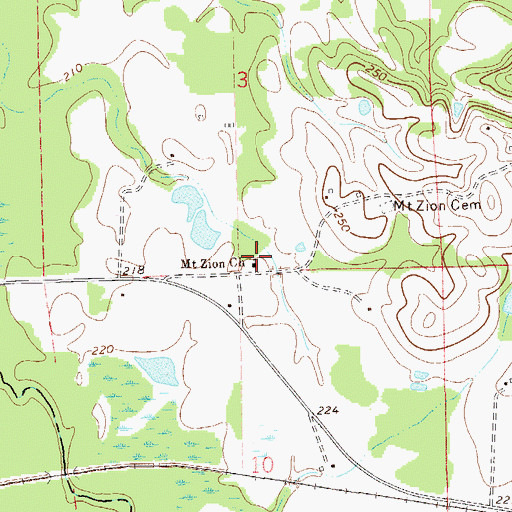 Topographic Map of Mount Zion Church, AL