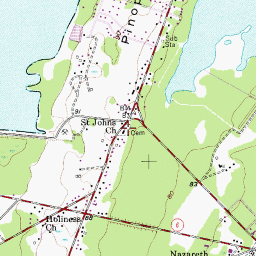 Topographic Map of Saint Johns Cemetery, SC