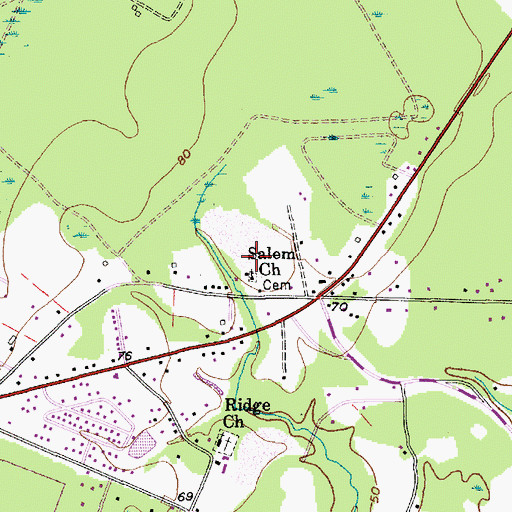 Topographic Map of Salem Cemetery, SC