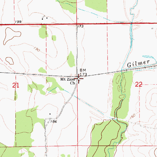 Topographic Map of Mount Zion Church, AL