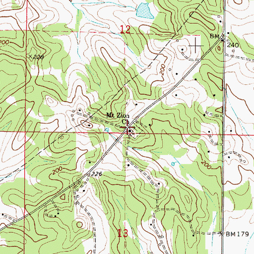 Topographic Map of Mount Zion Church, AL