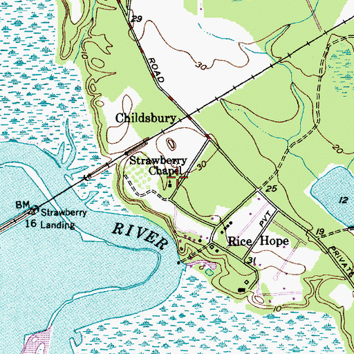 Topographic Map of Strawberry Chapel Cemetery, SC