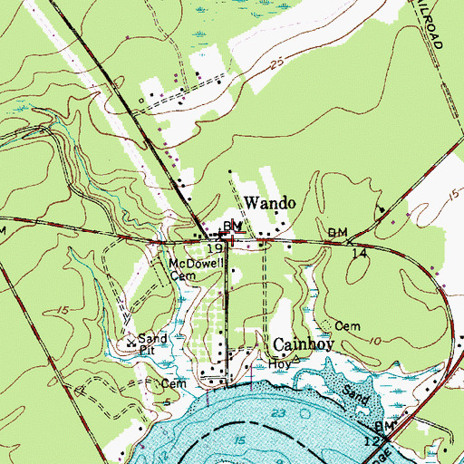 Topographic Map of Wando Cemetery, SC