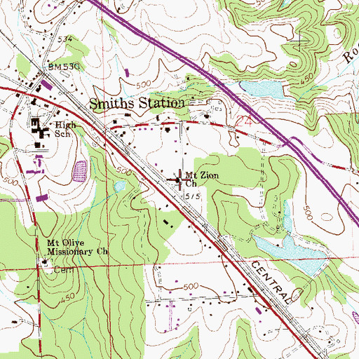 Topographic Map of Mount Zion Church, AL
