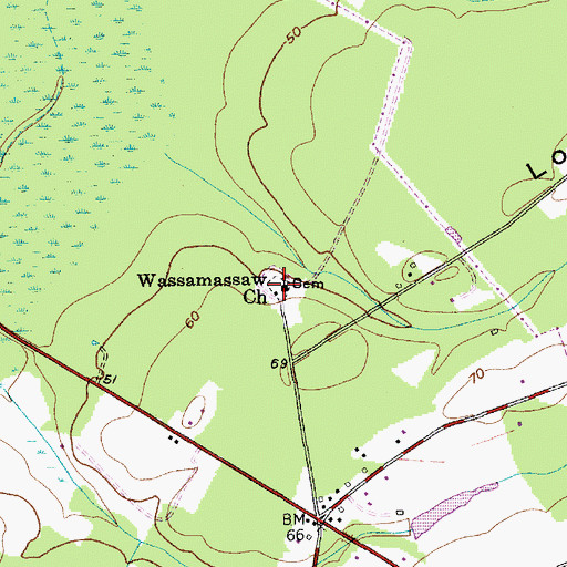 Topographic Map of Wassamassaw Cemetery, SC