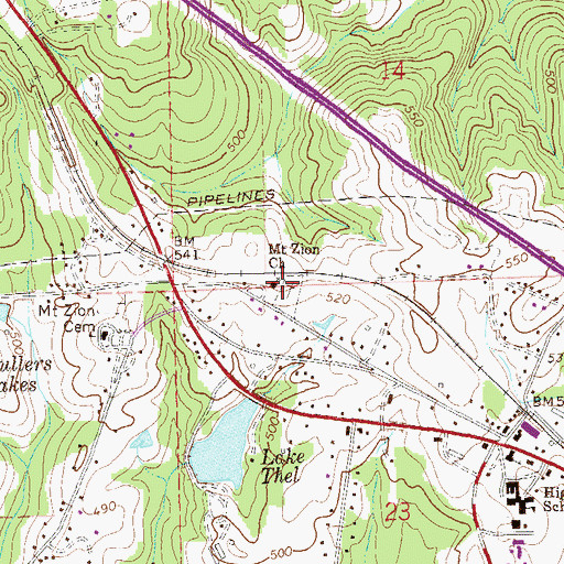 Topographic Map of Mount Zion Church, AL