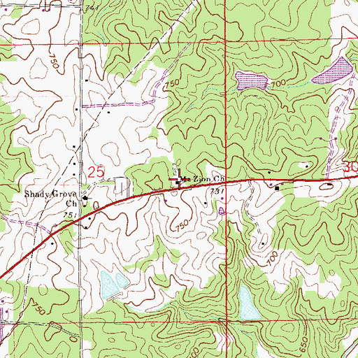 Topographic Map of Mount Zion Church, AL