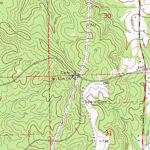 Topographic Map of Mount Zion Church, AL