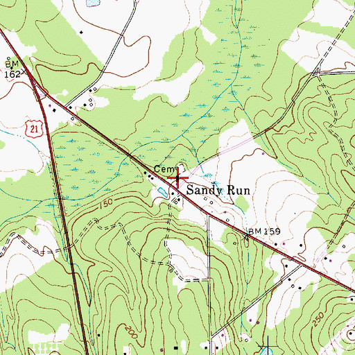Topographic Map of Sandy Run Lutheran Church, SC