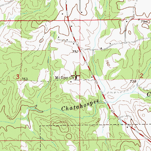 Topographic Map of Mount Zion Church, AL