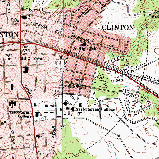Topographic Map of All Saints Episcopal Church, SC