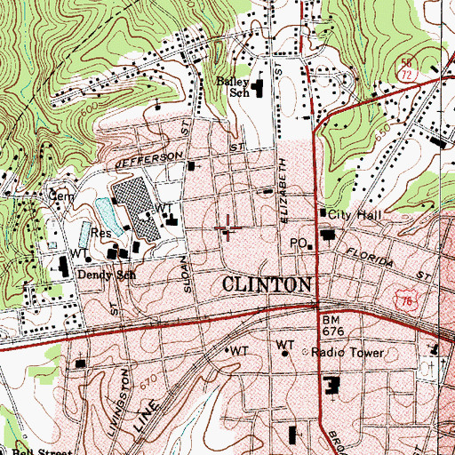 Topographic Map of Bailey Memorial United Methodist Church, SC