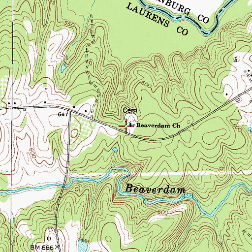 Topographic Map of Beaver Dam School (historical), SC