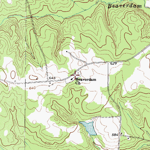 Topographic Map of Beaverdam Cemetery, SC