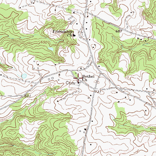 Topographic Map of Bethel School (historical), SC