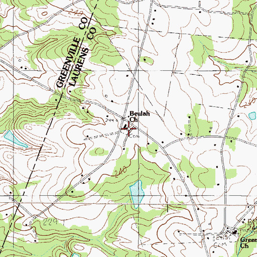 Topographic Map of Beulah Cemetery, SC