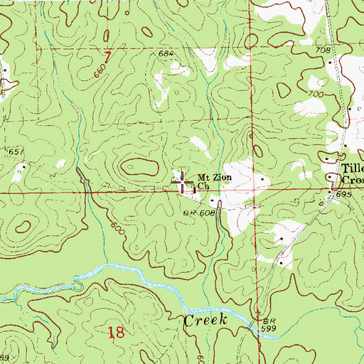 Topographic Map of Mount Zion Church, AL