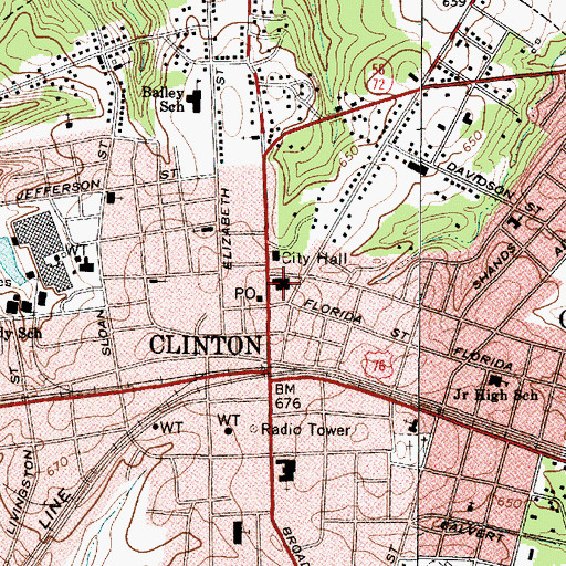 Topographic Map of Broad Street United Methodist Church, SC