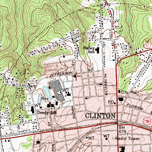 Topographic Map of Calvary Baptist Church, SC